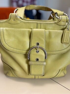 Coach Soho Buckle Flap Bag 9637 Lime Green Leather Shoulder Bag Y2K
